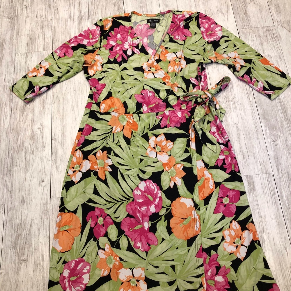 D.F.A New York Floral Faux Wrap Dress